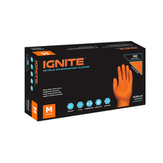 IGNITE Nitrile Gloves Orange Heavy Duty (Large) (Non Latex), 7mm Thickness (100 Gloves/Box)