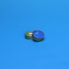 20mm Gold Tin Magnetic Seal 8mm Hole 0.125" Natural PTFE/Blue Silicone Lined