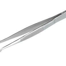 Burkle Forceps, stainless steel, sharp, bent form, 105 mm