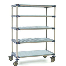 MetroMax 4 5X357PG4 5-Shelf Industrial Plastic Shelving Mobile Cart, Solid Bottom Shelf, 18" x 48" x 79.3125"