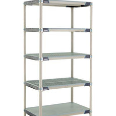 MetroMax i 5X537HX3 5-Shelf Plastic Industrial Shelving Starter Unit with Solid Bottom Shelf, 24" x 36" x 74"