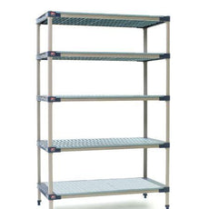 MetroMax 4 5X567H4 5-Shelf Plastic Industrial Shelving Starter Unit with Solid Bottom Shelf, 24" x 60" x 74"
