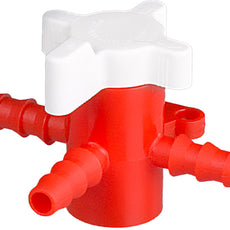 Burkle Three-way valve, PP/PE, Ø 5-7mm, NW 4mm, red/white