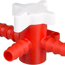 Burkle Three-way valve, PP/PE, Ø 7-9mm, NW 6mm, red/white
