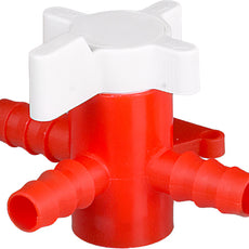 Burkle Three-way valve, PP/PE, Ø9-11mm, NW 8mm, red/white