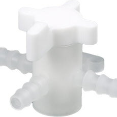 Burkle Three-way valve, PVDF, Ø 5-7 mm, NW 4 mm, white