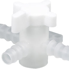 Burkle Three-way valve, PVDF, Ø 7-9 mm, NW 6 mm, white