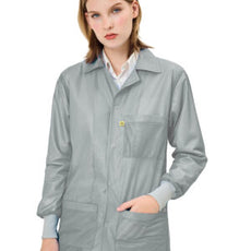 Transforming Technologies ESD Jacket, 3/4ths Length, Lapel Collar, Knit Cuff, 4X-Large, Gray - JKC9028GY