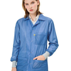 Transforming Technologies ESD Jacket, 3/4ths Length, Lapel Collar, Knit Cuff, X-Small, Light Blue - JKC9021LB