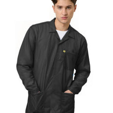 Transforming Technologies ESD Jacket, 3/4ths Length, Lapel Collar, Snap Cuff, X-Small, Black - JKC9021SPBK