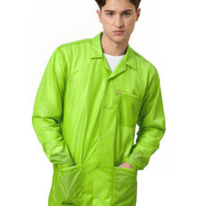 Transforming Technologies ESD Jacket, 3/4ths Length, Lapel Collar, Snap Cuff, 2X-Large, Green/Yellow - JKC9026SPGN