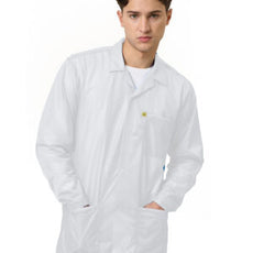 Transforming Technologies ESD Jacket, 3/4ths Length, Lapel Collar, Snap Cuff, 2X-Large, White - JKC9026SPWH