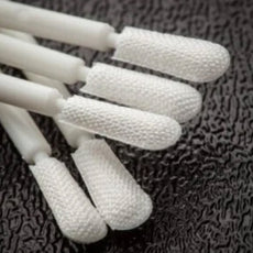 Foamtec MiraSWAB® Semi-Flexible Small Bulb Microfiber Over Foam Tip Swabs / ESD Safe Handle - 12,500 Swabs/Case - HT1602FC-500