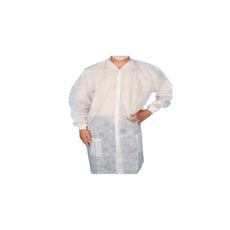 Lab Coat SBPP w/Front Snap Elastic Wrist & Pocket White M Case of 50