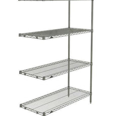 Metro AN346BR Super Erecta 4-Shelf Industrial Wire Shelving Add-On Unit, Brite, 18" x 42" x 63"