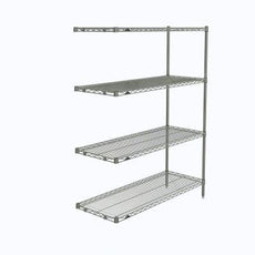 Metro AN356C Super Erecta 4-Shelf Industrial Wire Shelving Add-On Unit, Chrome, 18" x 48" x 63"