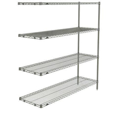 Metro AN366BR Super Erecta 4-Shelf Industrial Wire Shelving Add-On Unit, Brite, 18" x 60" x 63"