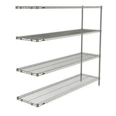 Metro AN376BR Super Erecta 4-Shelf Industrial Wire Shelving Add-On Unit, Brite, 18" x 72" x 63"