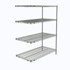 Metro AN556C Super Erecta 4-Shelf Industrial Wire Shelving Add-On Unit, Chrome, 24" x 48" x 63"
