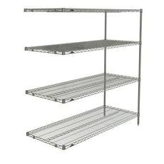 Metro AN566BR Super Erecta 4-Shelf Industrial Wire Shelving Add-On Unit, Brite, 24" x 60" x 63"