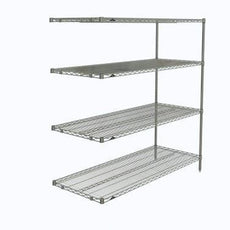 Metro AN566C Super Erecta 4-Shelf Industrial Wire Shelving Add-On Unit, Chrome, 24" x 60" x 63"
