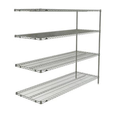 Metro AN576BR Super Erecta 4-Shelf Industrial Wire Shelving Add-On Unit, Brite, 24" x 72" x 63"