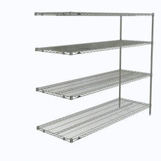 Metro AN576C Super Erecta 4-Shelf Industrial Wire Shelving Add-On Unit, Chrome, 24" x 72" x 63"