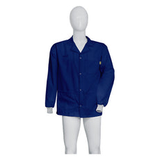 Tecstat PA 66% Poly,  32% Cotton, 2% Carbon Fiber NAVY BLUE ESD Smock, Waist Length, Lapel Collar, Snaps in Front, Knit Cuffs, MED - ESM-M113_I2-T4