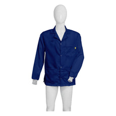Tecstat L1 99% Poly, 1% Carbon Fiber Navy Blue ESD Smock, Waist Length, Lapel Collar, Snaps in Front, Knit Cuffs, 6XLG - ESM-M41A_I2-T4