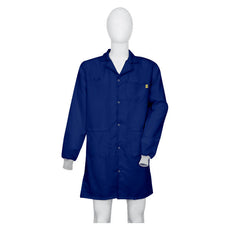 Tecstat L1 99% Poly, 1% Carbon Fiber Navy Blue ESD Smock, Knee Length, Lapel Collar, Snaps in Front, Knit Cuffs, 7XLG - ESM-M42B_I2-T4