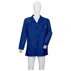 Tecstat L1 99% Poly, 1% Carbon Fiber Navy Blue ESD Smock, Thigh Length, Lapel Collar, Snaps in Front, Knit Cuffs, XLG - ESM-M435_I2-T4