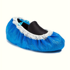 Non-Electric Shoe Cover Refill, 40g Spunbond Polypropylene w/CPE coating, White w/Blue coating, 1050/Case - KBCP525