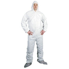Advantage MPC Disposable Coveralls, White, Elastic w/ Attached Hoods & Boots, Medium - APP0190-M-W-MPC