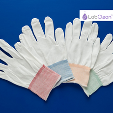 LabClean Half Finger 100% Low-lint Nylon Glove Liner w/Red Cuff Size: Extra Large (launderable & reusable)