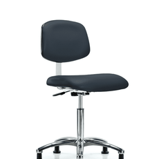 Class 10 Clean Room Vinyl Chair Chrome - Medium Bench Height with Stationary Glides in Imperial Blue Trailblazer Vinyl - CLR-VMBCH-CR-NF-RG-8582