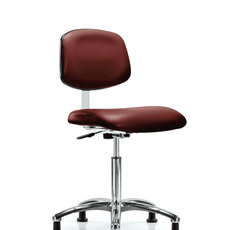Class 10 Clean Room Vinyl Chair Chrome - Medium Bench Height with Stationary Glides in Borscht Supernova Vinyl - CLR-VMBCH-CR-NF-RG-8815