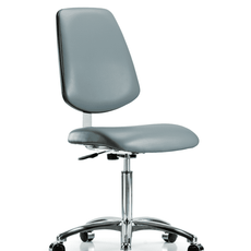 Class 10 Clean Room Vinyl Chair Chrome - Medium Bench Height with Medium Back & Casters in Storm Supernova Vinyl - CLR-VMBCH-MB-CR-NF-CC-8822