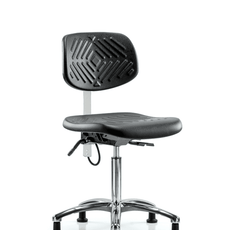 Polyurethane ESD Chair - Medium Bench Height with Seat Tilt & ESD Stationary Glides - ESD-PMBCH-CR-T1-A0-NF-EG