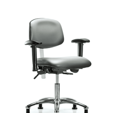 Class 100 Vinyl Clean Room Chair - Desk Height with Adjustable Arms & Stationary Glides in Sterling Supernova Vinyl - NCR-VDHCH-CR-T0-A1-RG-8840