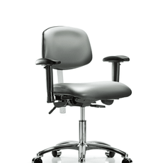 Class 100 Vinyl Clean Room Chair - Desk Height with Seat Tilt, Adjustable Arms, & Casters in Sterling Supernova Vinyl - NCR-VDHCH-CR-T1-A1-CC-8840
