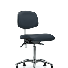 Class 100 Vinyl Clean Room Chair - Medium Bench Height with Stationary Glides in Imperial Blue Trailblazer Vinyl - NCR-VMBCH-CR-T0-A0-NF-RG-8582