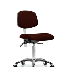 Class 100 Vinyl Clean Room Chair - Medium Bench Height with Seat Tilt & Casters in Burgundy Trailblazer Vinyl - NCR-VMBCH-CR-T1-A0-NF-CC-8569