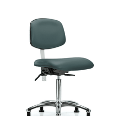 Class 100 Vinyl Clean Room Chair - Medium Bench Height with Seat Tilt & Stationary Glides in Colonial Blue Trailblazer Vinyl - NCR-VMBCH-CR-T1-A0-NF-RG-8546