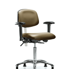Class 100 Vinyl Clean Room Chair - Medium Bench Height with Seat Tilt, Adjustable Arms, & Stationary Glides in Taupe Supernova Vinyl - NCR-VMBCH-CR-T1-A1-NF-RG-8809