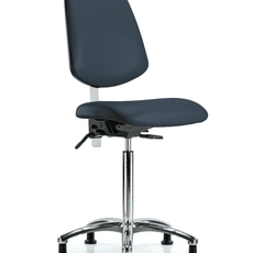 Class 100 Vinyl Clean Room Chair - Medium Bench Height with Medium Back & Stationary Glides in Imperial Blue Trailblazer Vinyl - NCR-VMBCH-MB-CR-T0-A0-NF-RG-8582