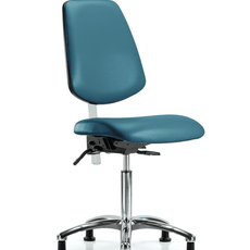 Class 100 Vinyl Clean Room Chair - Medium Bench Height with Medium Back & Stationary Glides in Marine Blue Supernova Vinyl - NCR-VMBCH-MB-CR-T0-A0-NF-RG-8801