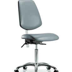 Class 100 Vinyl Clean Room Chair - Medium Bench Height with Medium Back, Seat Tilt, & Casters in Storm Supernova Vinyl - NCR-VMBCH-MB-CR-T1-A0-NF-CC-8822