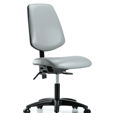 Vinyl Chair - Desk Height with Medium Back, Seat Tilt, & Casters in Dove Trailblazer Vinyl - VDHCH-MB-RG-T1-A0-RC-8567