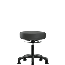 Vinyl Mini-Stool - Desk Height with Stationary Glides in Charcoal Trailblazer Vinyl - VDHMS-RG-RG-8605