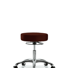 Vinyl Stool without Back Chrome - Desk Height with Casters in Burgundy Trailblazer Vinyl - VDHSO-CR-CC-8569